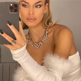 ihoov Sexy One-Shoulder Strapless Fuzzy Bodycon Dress with Sleeves Set