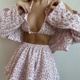 Cotton Heart Print Pajama 3-Piece Set