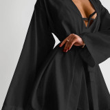 ihoov Long Sleeve Lingerie Set with Slit Shorts