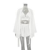 ihoov Long Sleeve Lingerie Set with Slit Shorts