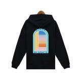 Casablanca Letter Print Fleece Hooded Sweatshirt