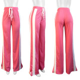 Striped Color-Block Wide-Leg Lounge Pants