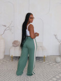 Striped Color-Block Wide-Leg Lounge Pants