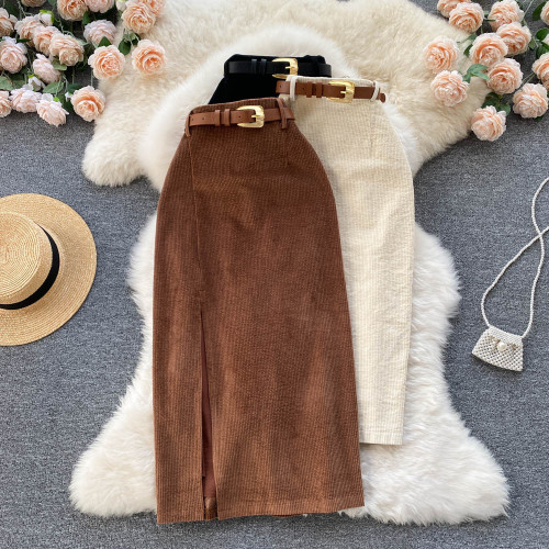 IHOOV Vintage High-Waisted Slimming Split Hem Bodycon Skirt