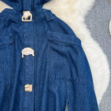 Ihoov Vintage Lace-Up Waist-Cinching Sleeveless Split Denim Dress