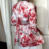 ihoov Vibrant Printed Button-Down Long Sleeve Blazer Jacket