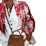 ihoov Vibrant Printed Button-Down Long Sleeve Blazer Jacket