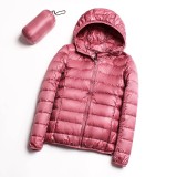 Ihoov Lightweight White Duck Down Short Hooded Women's Jacket