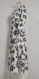 ihoov Elegant Floral Lantern Sleeve Split Maxi Dress