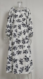 ihoov Elegant Floral Lantern Sleeve Split Maxi Dress