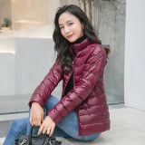 ihoov Stand-Up Collar Short White Duck Down Jacket for Women