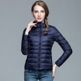 ihoov Stand-Up Collar Short White Duck Down Jacket for Women