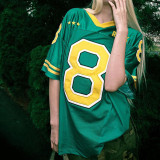 Color-Block V-Neck Women's football jersey Top Graphic t-shirt