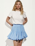 Patchwork Mini Pleated Skirt with Lace Trim