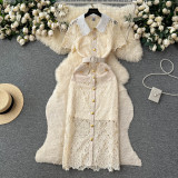 Hook Flower Embroidery Lace Dress