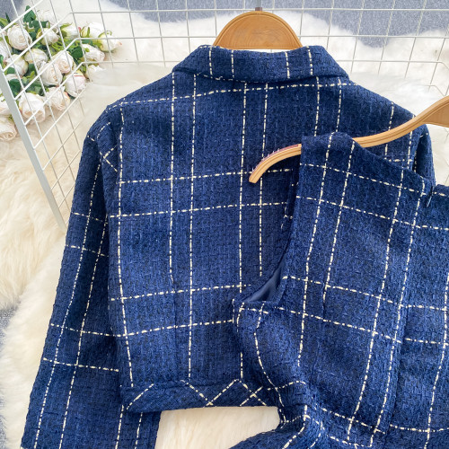 Long Sleeve Boucle Coat with Waist-Cinching Bodycon Dress