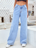 Ihoov High-Waisted Wide-Leg Straight-Leg Denim Trousers