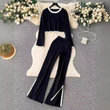 Ihoov Color-Blocked Knit Top & Trousers Set