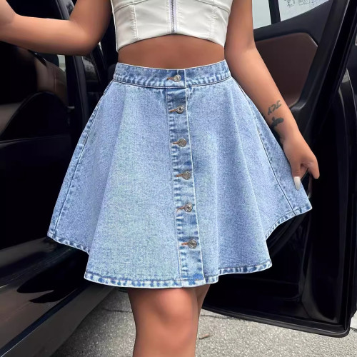 Ihoov High-Waisted Loose-Fit Slimming Denim Skirt