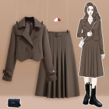 Two-Piece Suit Jacket and Midi Skirt Set