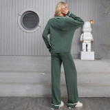 Color-Blocked Knit Two-Piece Set with Stylish Lapel