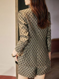 Checkered Blazer and Shorts Set