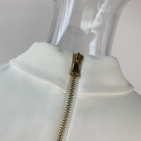 Sleeveless Belted Waist Metal Buckle Slim Fit Blazer Dress