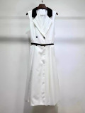 White Sleeveless Blazer Dress