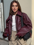 Ihoov Oversized Leather Jacket for Women
