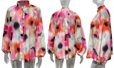 Floral Print V-Neck Women's Shirt
