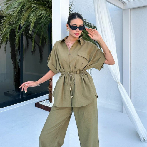 Women's Drawstring Pocket Two-Piece Casual Set