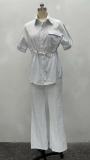 Women's Drawstring Pocket Two-Piece Casual Set