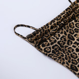Ihoov Leopard Print Bodycon Cowl Neck Slip Dress