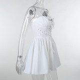 Eyelet Lace Slim-Fit Spaghetti Strap Dress Without Gloves