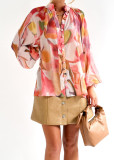 Floral Print V-Neck Women's Shirt
