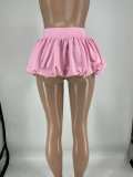 Solid Color Bubble Skirt with Stretch Waist