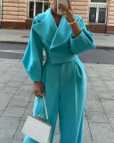 Tailored Slimming Blazer and Waist-Cinching Trousers Set