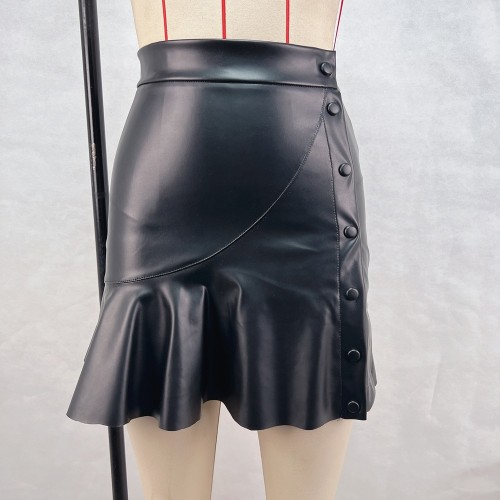 Asymmetrical Faux Leather Mini Skirt