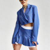 Long Sleeve Blazer and A-Line Skirt Set