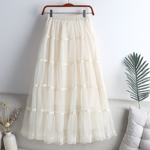 Lace-Trimmed Tiered Cake Dress with Adjustable Waist