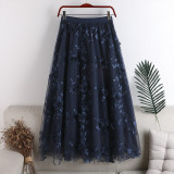 3D Embroidered Floral Tulle Maxi Dress