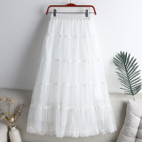 Lace-Trimmed Tiered Cake Dress with Adjustable Waist
