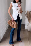 Solid Color Sleeveless Multi-Button Jacket