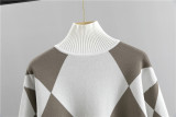 Knit Checkered Sweater Two-Piece Set