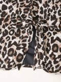 Leopard Print Tie-Back Bow Vest with Front Slit