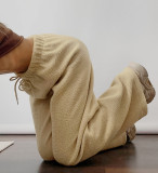 Wide-Leg Fleece Lounge Pants with Drawstring