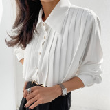 Chiffon Pleated Long Sleeve Blouse for Women