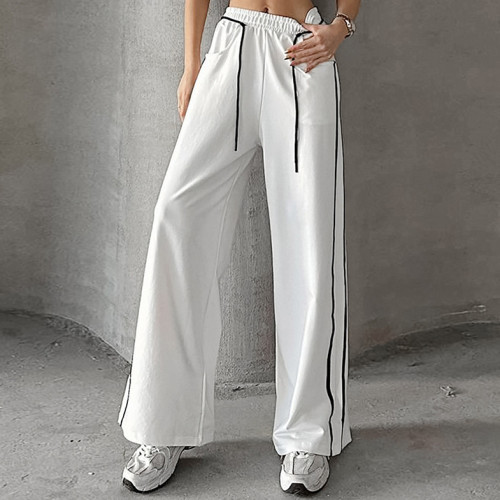 Color-Blocked Casual Sweatpants with Drawstring