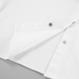 Oversized Cotton Short Shirt with Lapel for Women