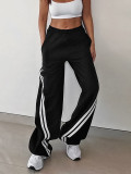 Ihoov Black Knit Color-Blocked Casual Pants